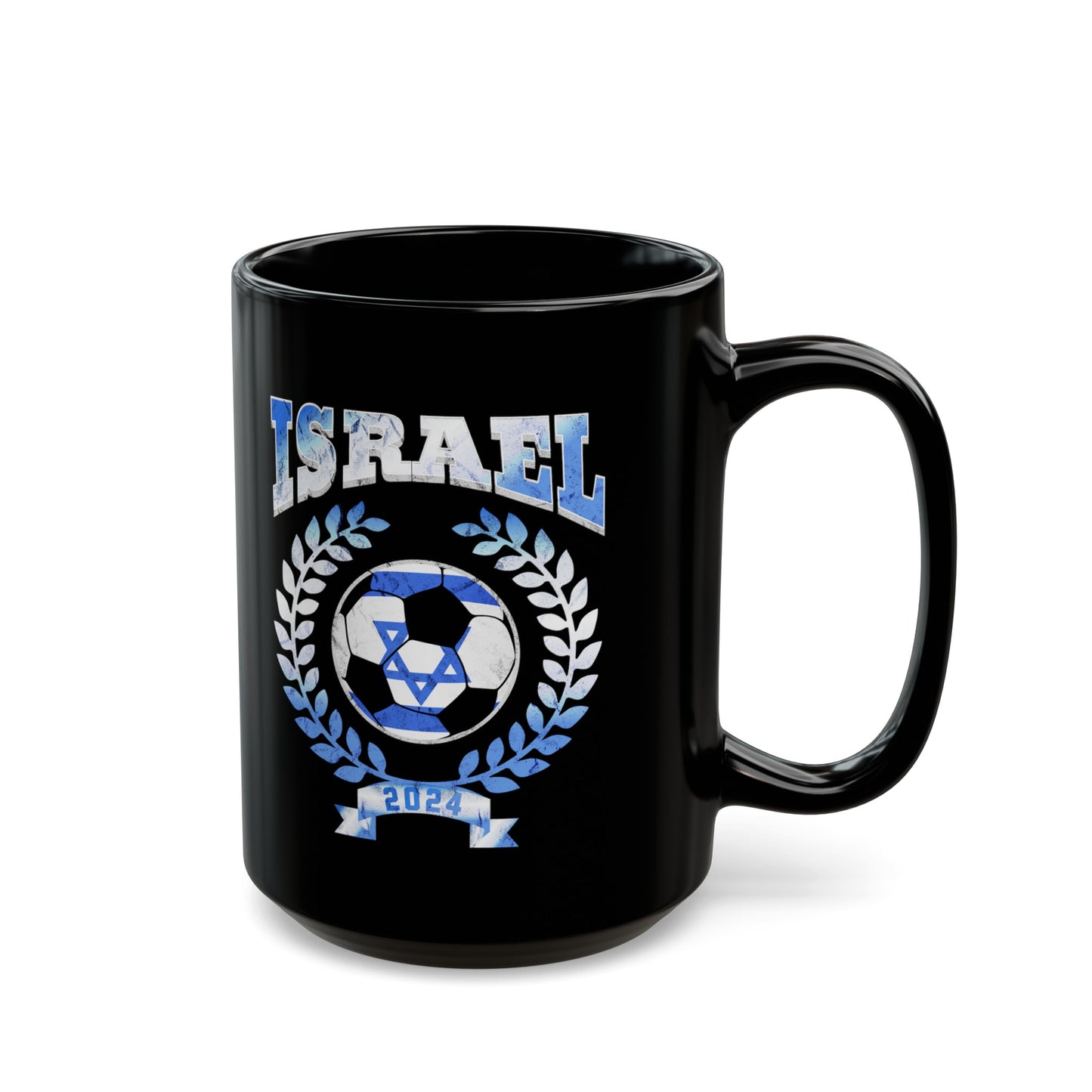 Israel 2024 Soccer Football Championship Games Israeli Team Black Mug (11oz, 15oz)