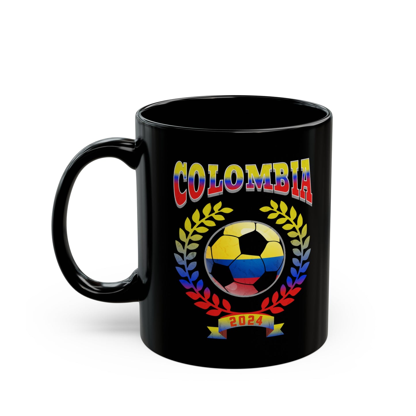 Colombia 2024 Soccer Football Championship Games Colombian Team Black Mug (11oz, 15oz)