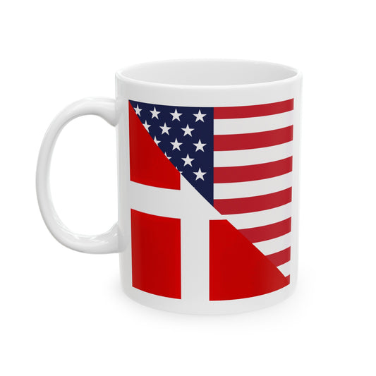 Denmark American Flag Danes Danish USA Ceramic Mug 11oz, 15oz Cup