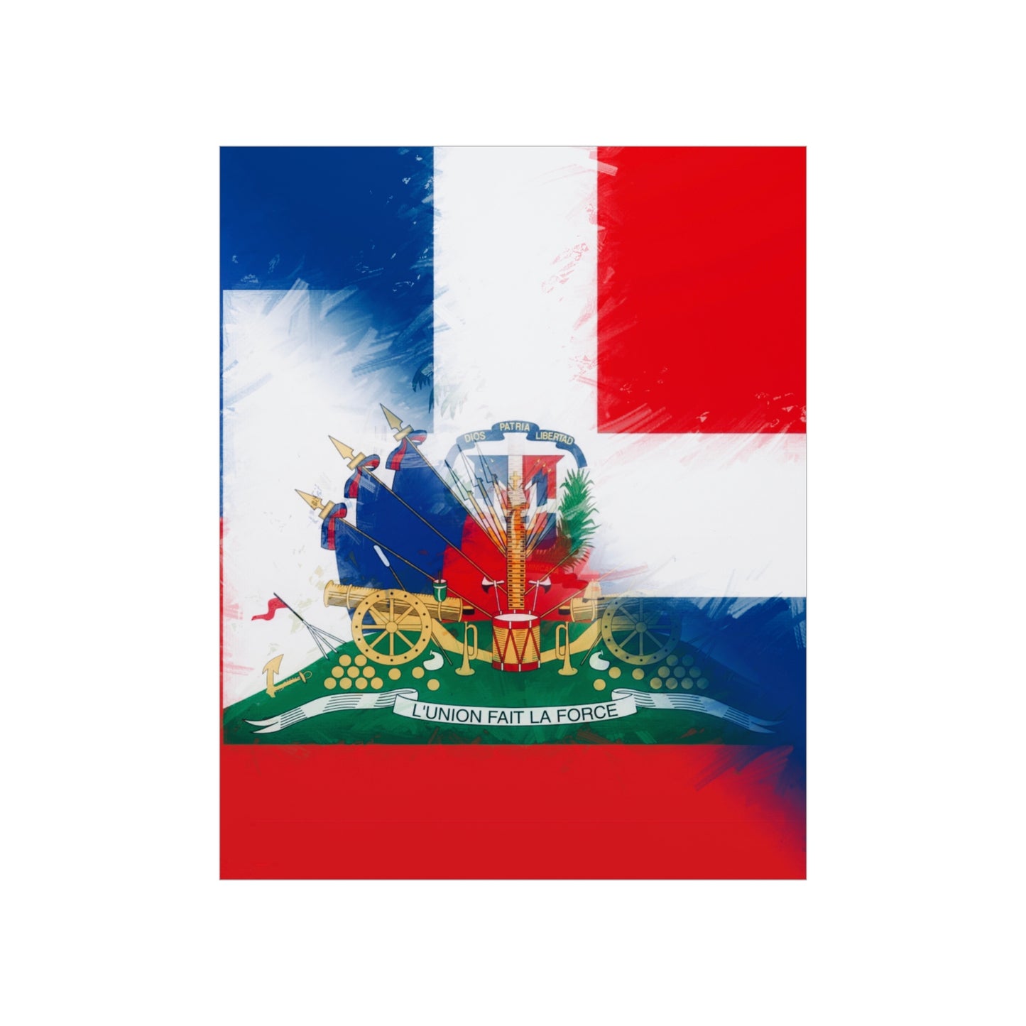 Haiti Dominican Republic Flag | Hispaniola DR Half Haitian Dominican Flag Premium Matte Poster