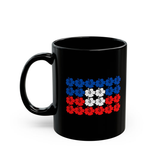 Hibiscus Haitian Flag Haiti Black Mug (11oz, 15oz)