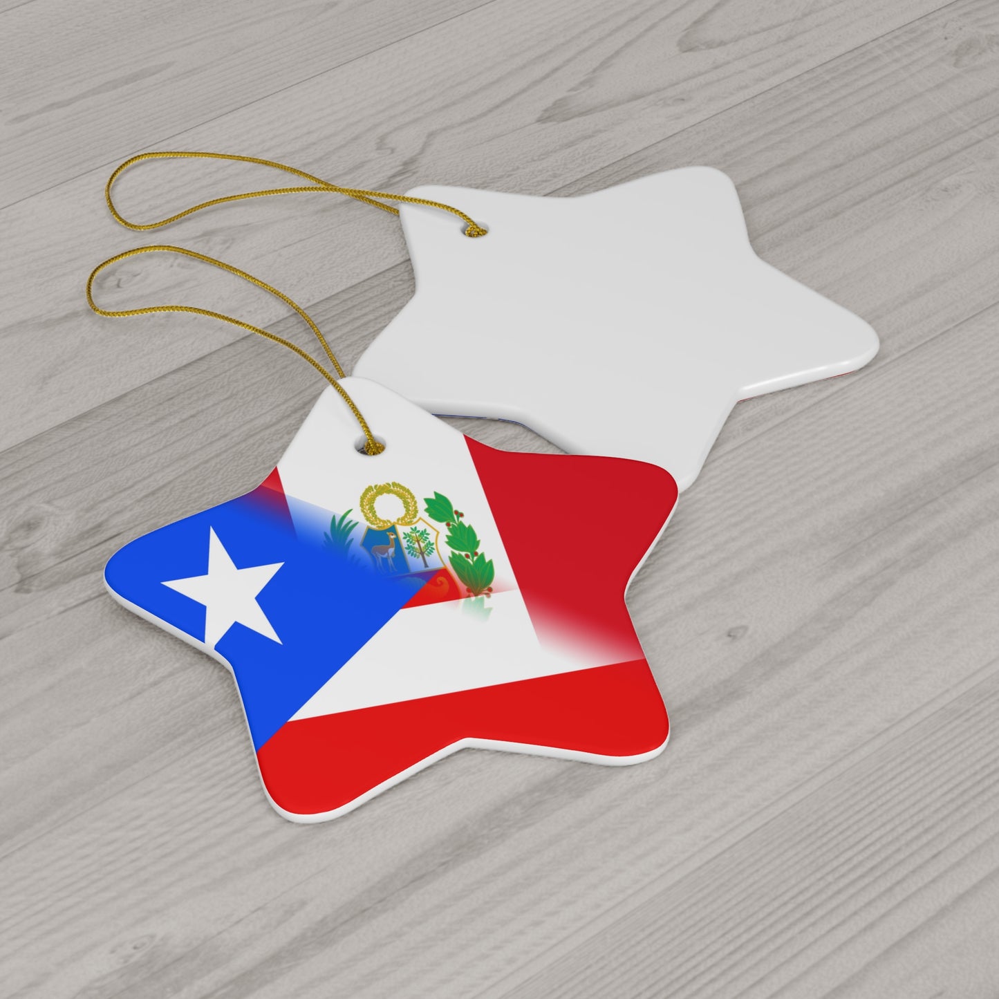 Puerto Rican Peruvian Flag PR Peru Ceramic Ornament | Christmas Tree Ornaments