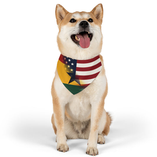 Half Ghanaian American Flag Pet Bandana Collar | USA US Ghana Dog Cat