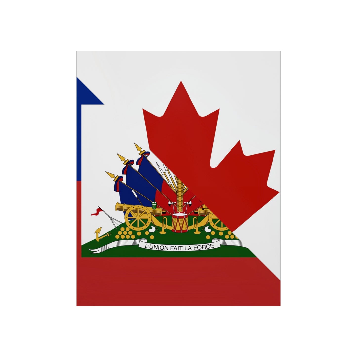 Haitian Canadian Flag | Half Haiti Canada Canadien Premium Matte Poster