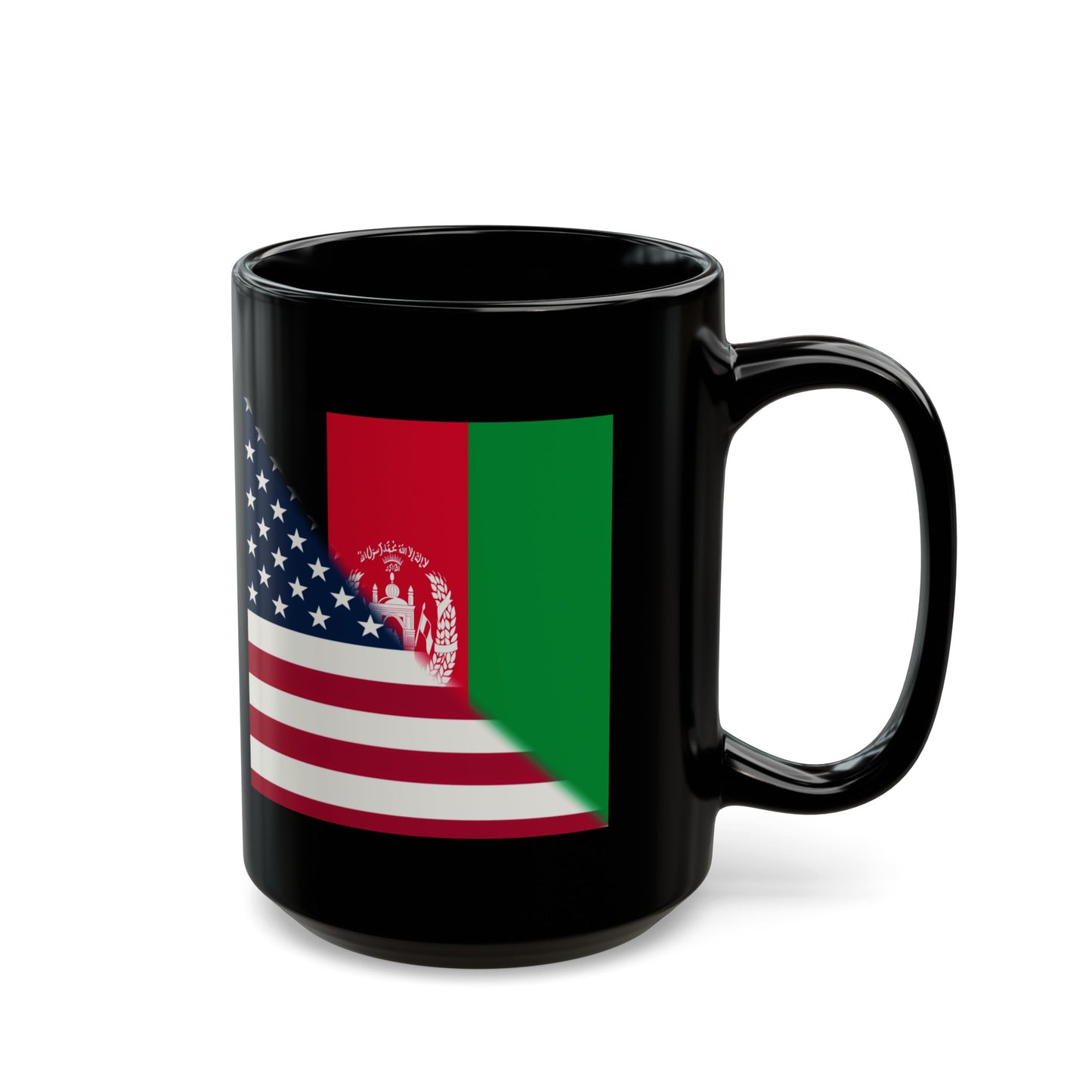 Afghan USA Flag Afghanistan American Black Mug (11oz, 15oz)