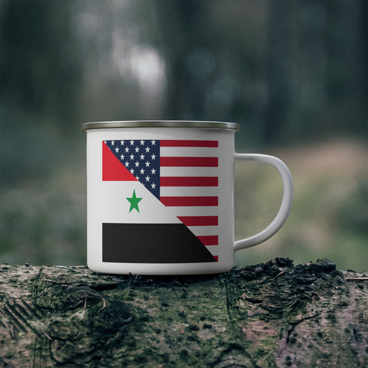 Syrian American Flag Half Syria USA 12oz Enamel Mug