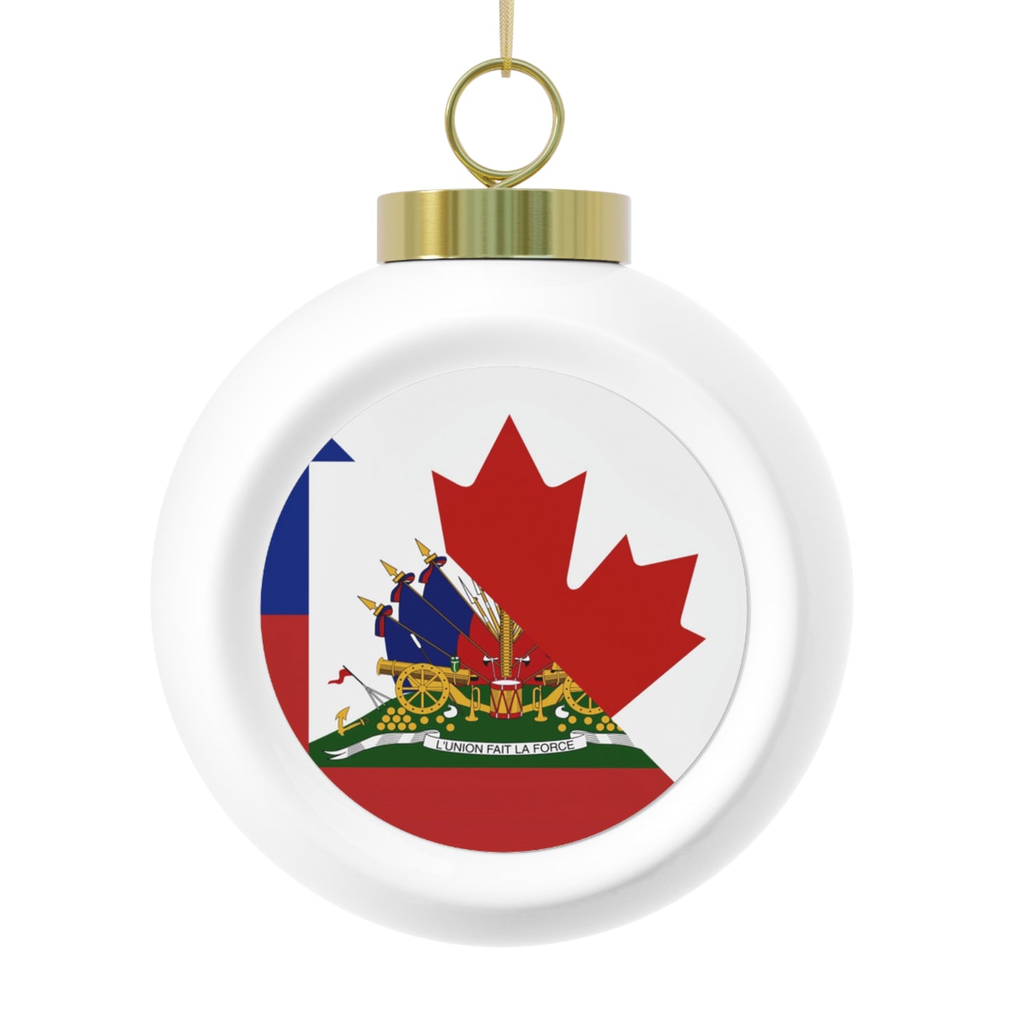 Haitian Canadian Flag | Half Haiti Canada Canadien Christmas Tree Ball Ornament