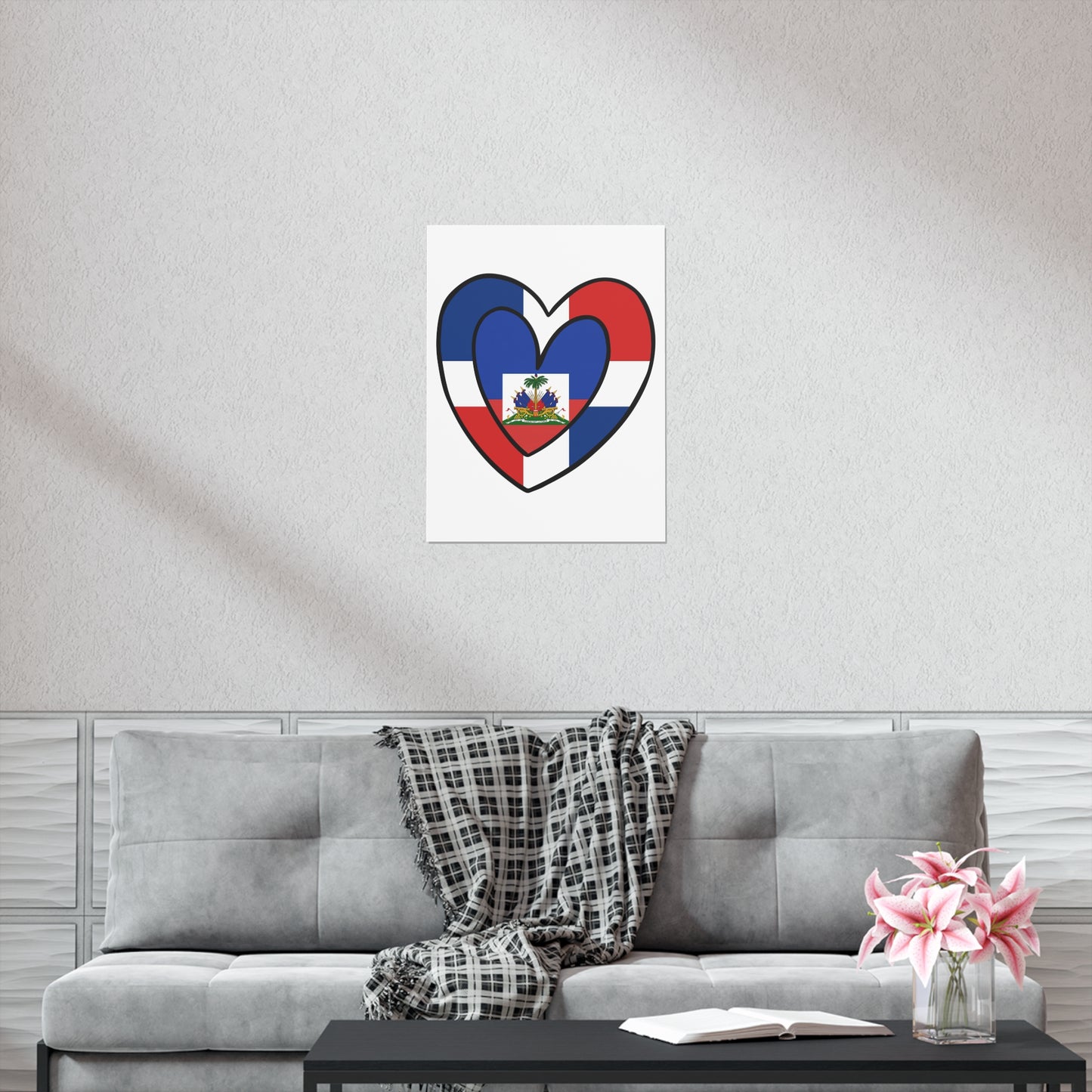 Dominican Haitian Flag Inner Heart DR Republic Haiti  Premium Matte Poster