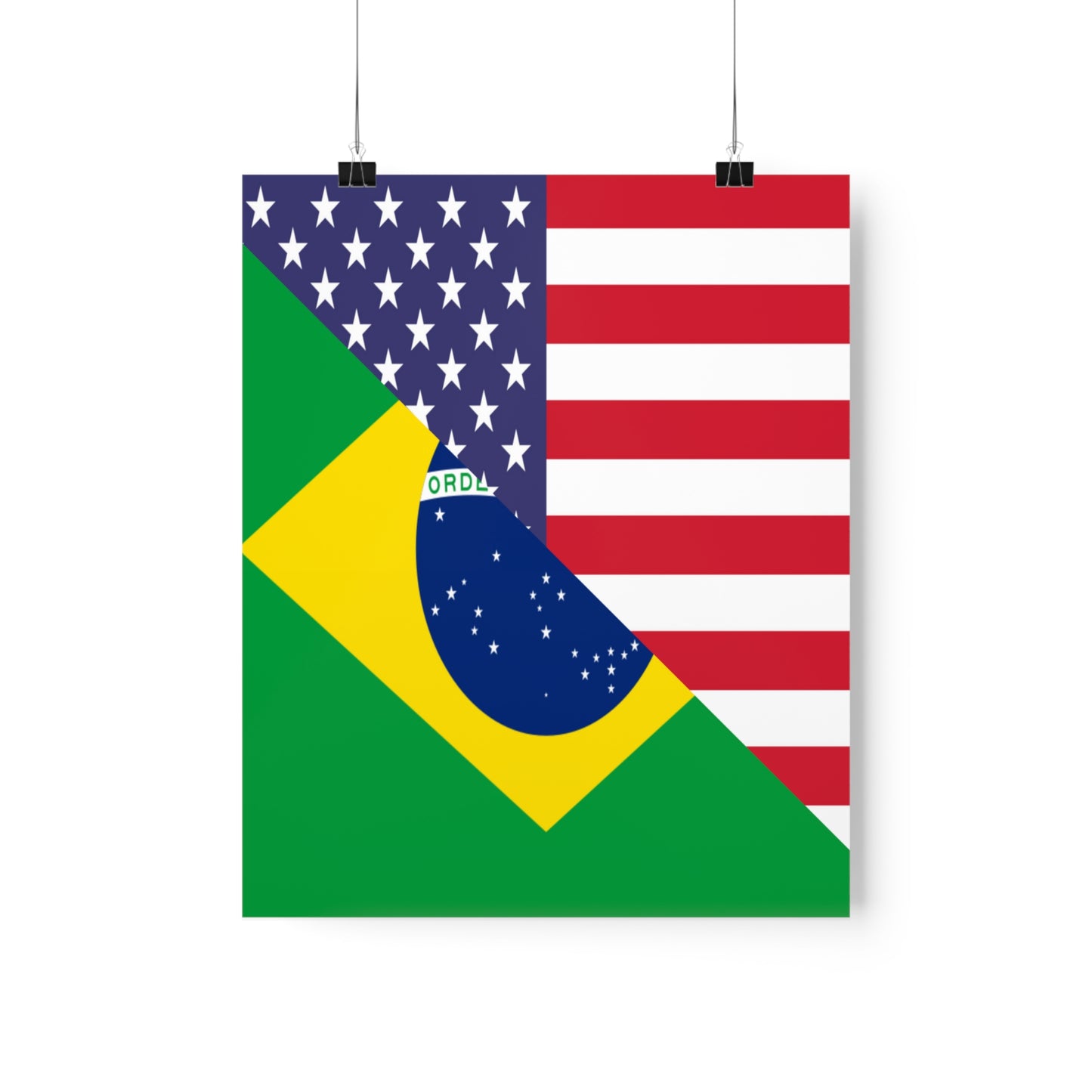 Brazilian American Flag Half Brazil USA Brasil Premium Matte Poster