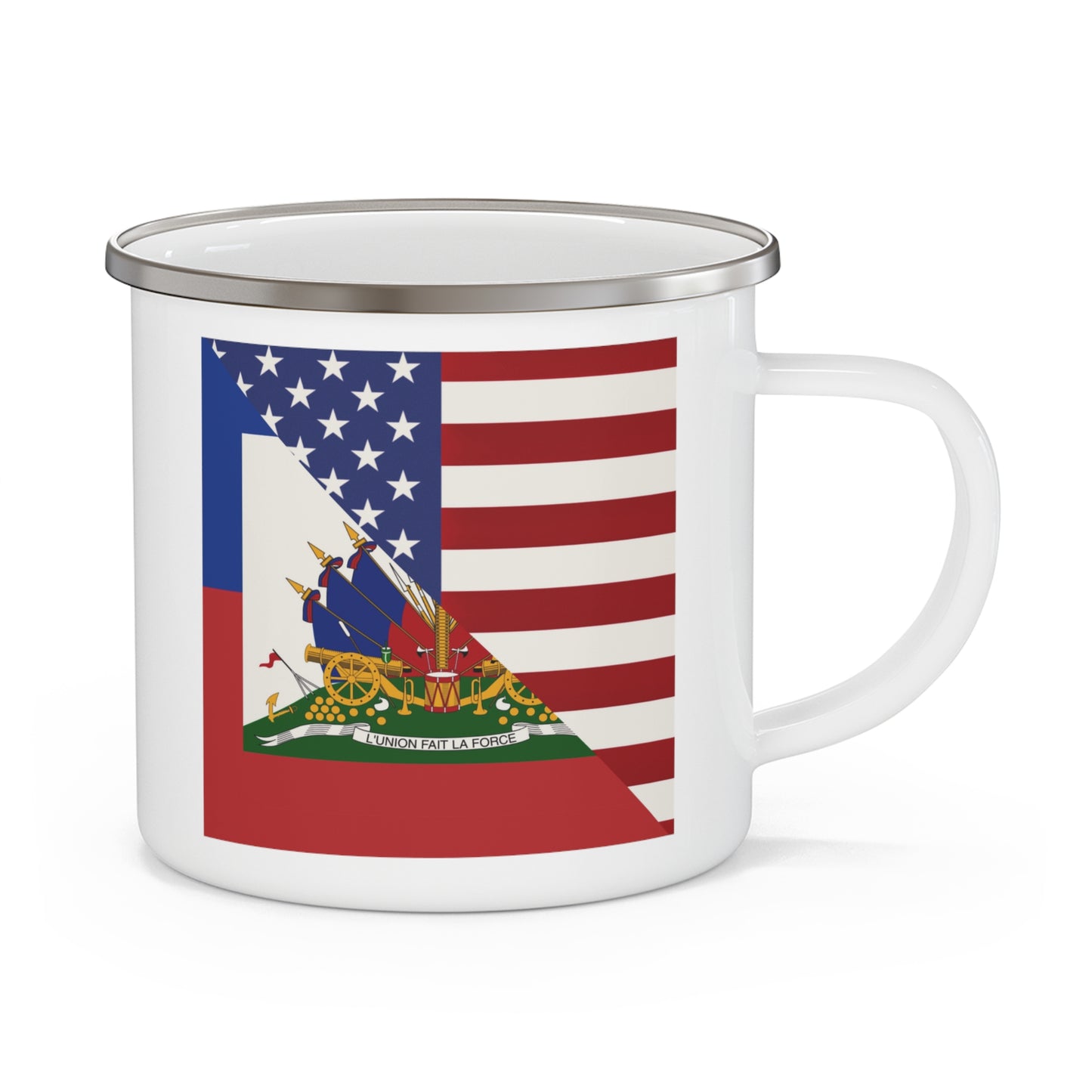 Haiti America Flag | Half Haitian American Flag Ayiti 12oz Enamel Mug