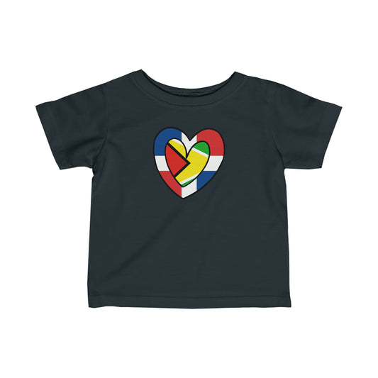 Infant Dominican Republic Guyana Flag Heart Guyanese Toddler Tee Shirt