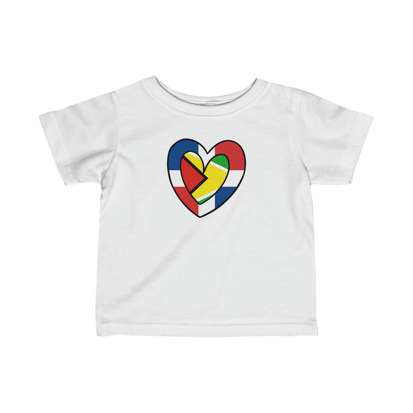 Infant Dominican Republic Guyana Flag Heart Guyanese Toddler Tee Shirt