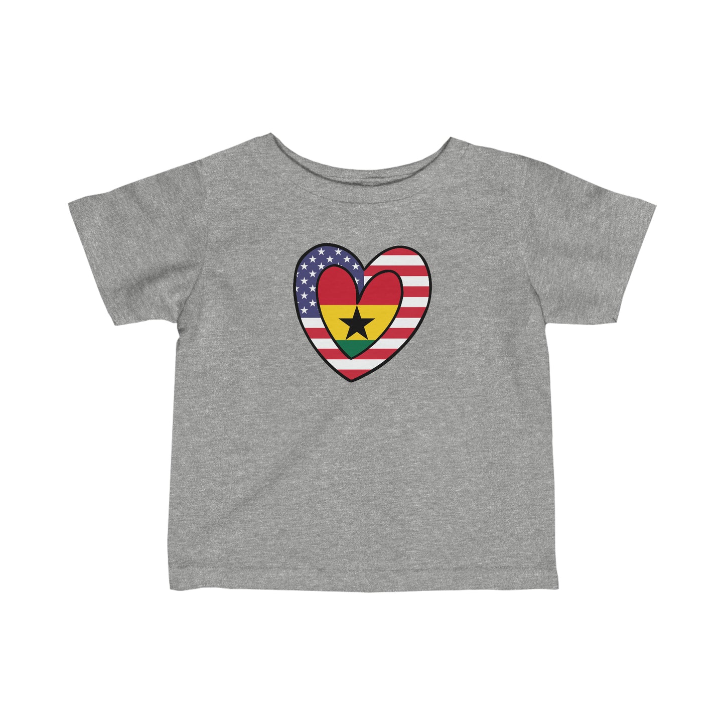 Infant American Ghanaian Flag Inner Heart USA Ghana  Toddler Tee Shirt