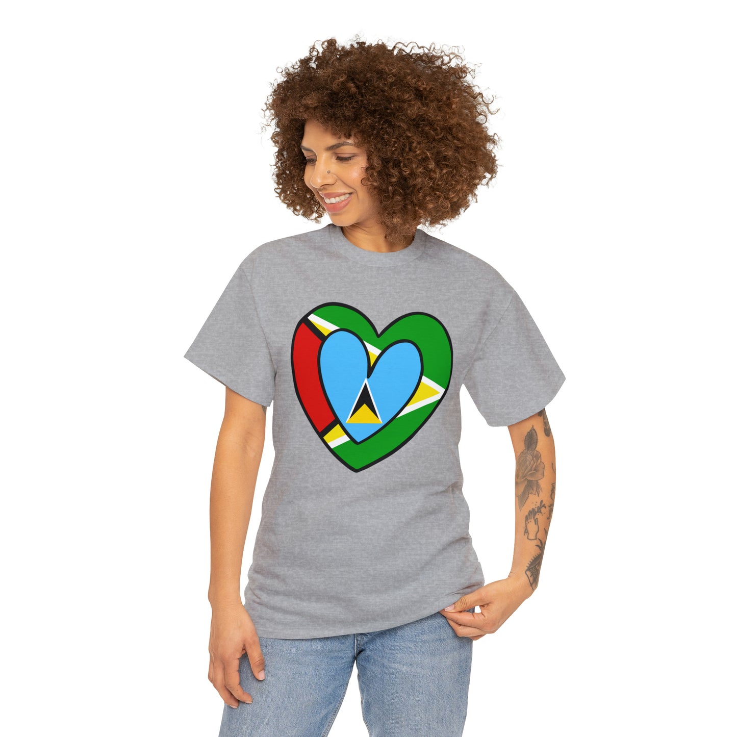 St Lucian Guyanese Heart Flag Guyana T-Shirt | Unisex Tee Shirt