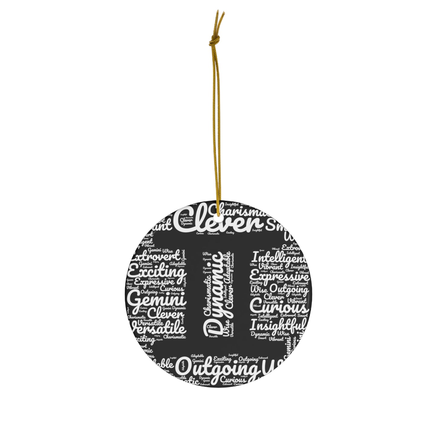 Gemini Zodiac Sign Shapecloud White Ceramic Ornament | Christmas Tree Ornaments