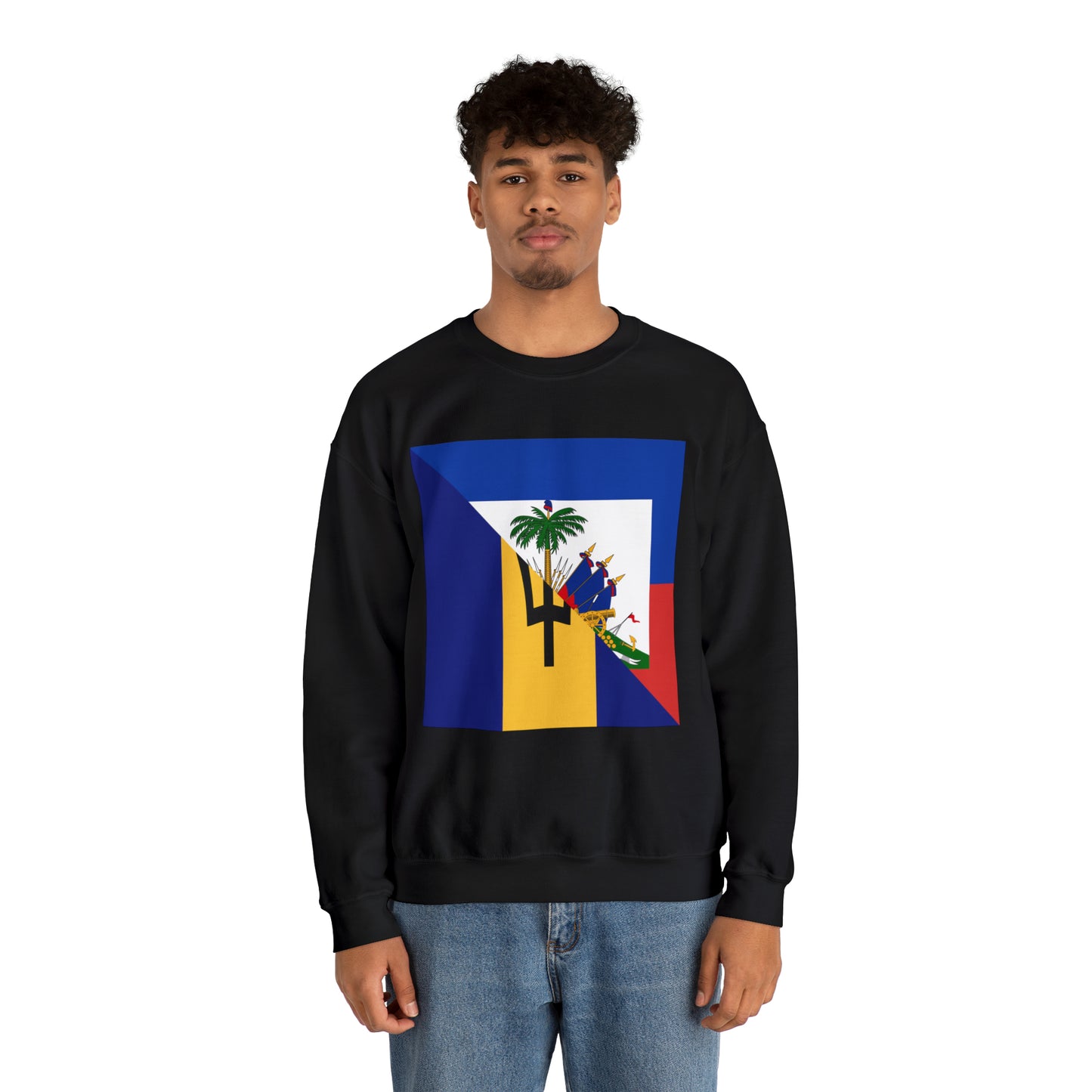 Haitian Bajan Flag Half Haiti Barbados Unisex Sweatshirt