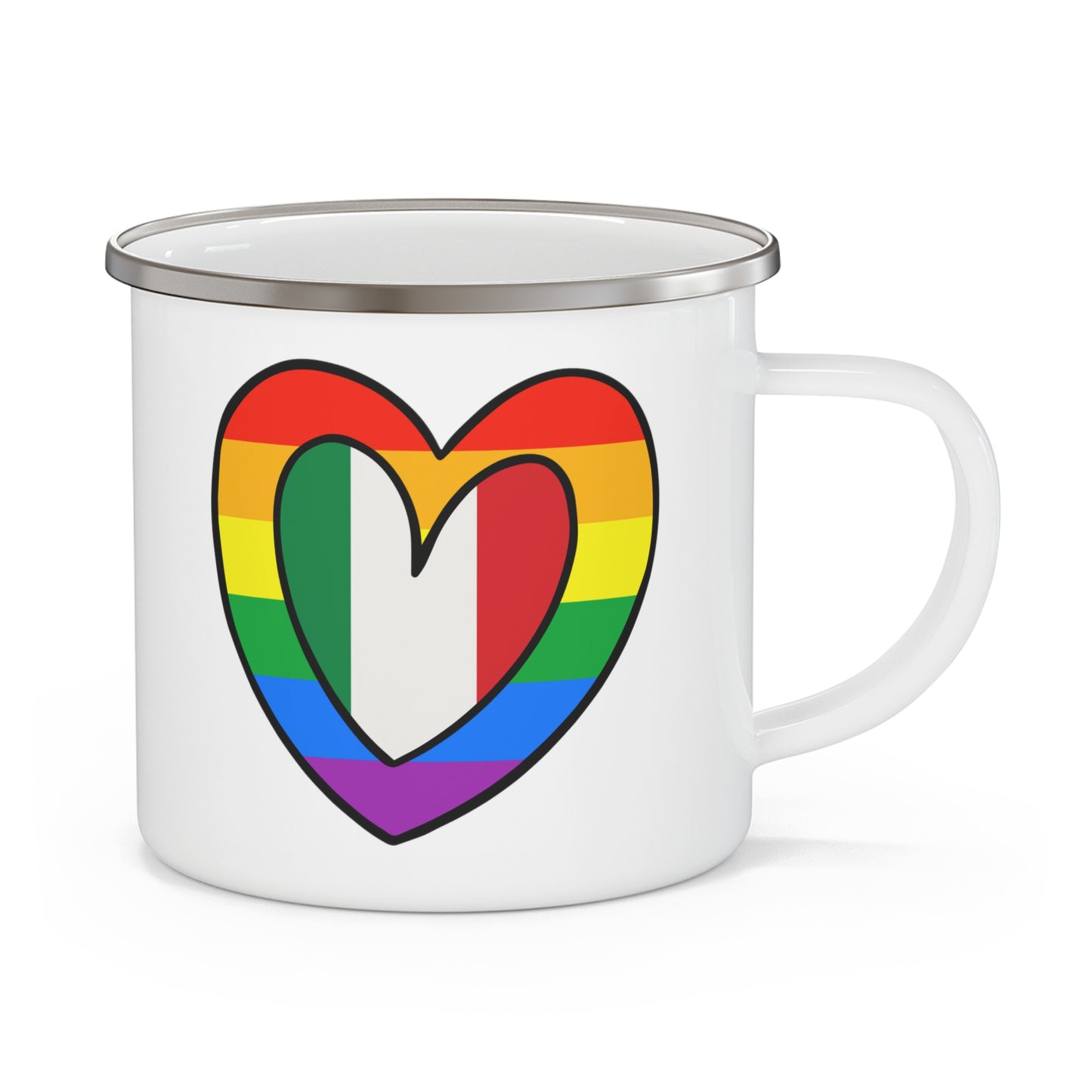 Italian Rainbow Flag Heart Italy Pride Month 12oz Enamel Mug