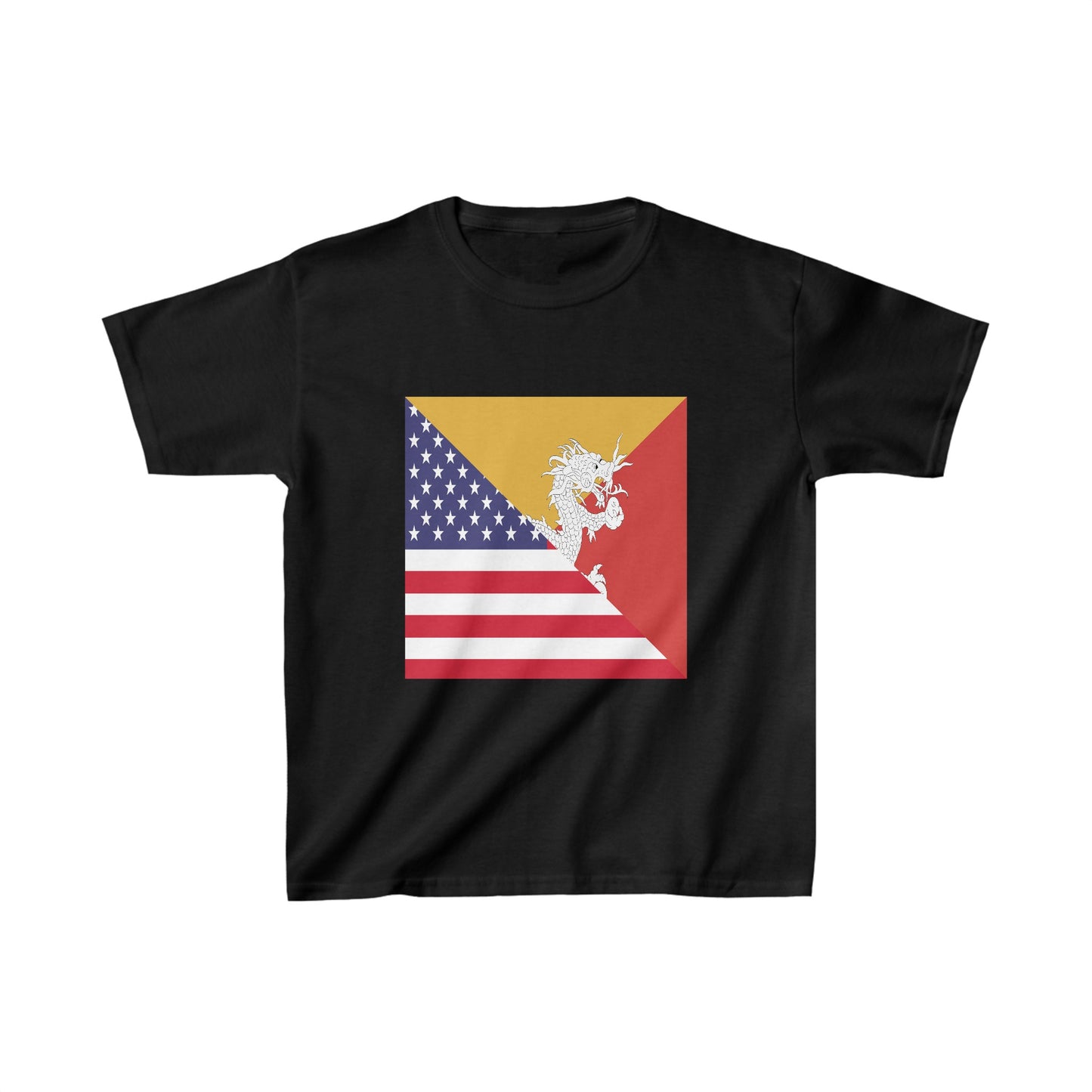 Kids Bhutan American Flag Half Bhutanese USA T-Shirt | Unisex Tee Shirt