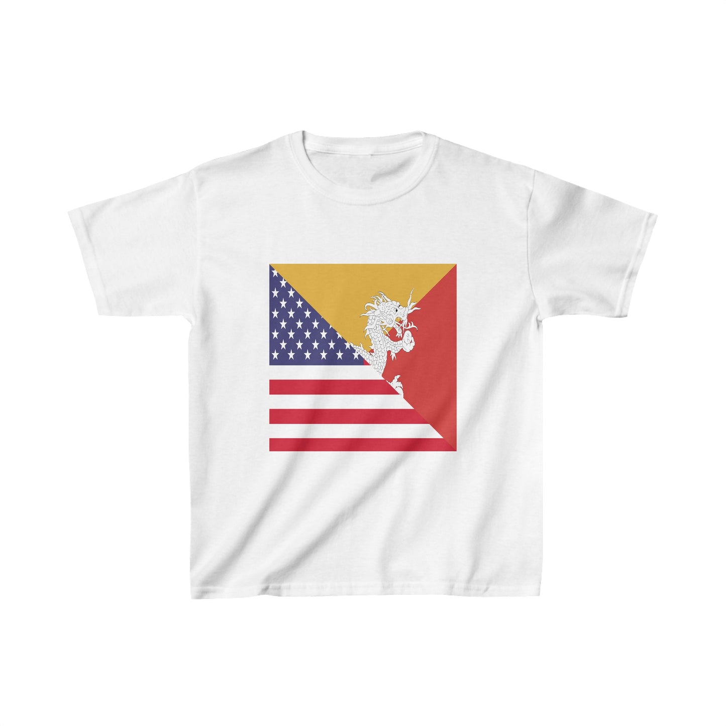 Kids Bhutan American Flag Half Bhutanese USA T-Shirt | Unisex Tee Shirt