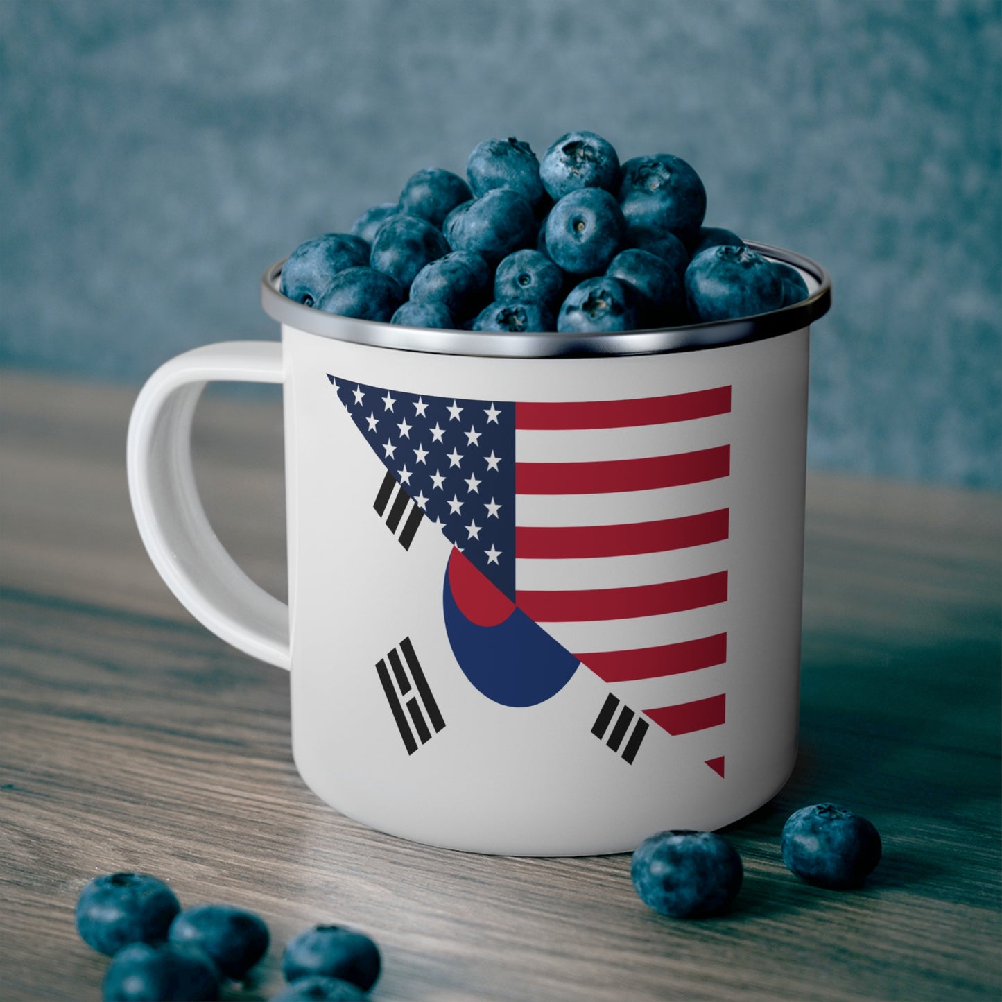 South Korean American Flag Half South Korea USA 12oz Enamel Mug