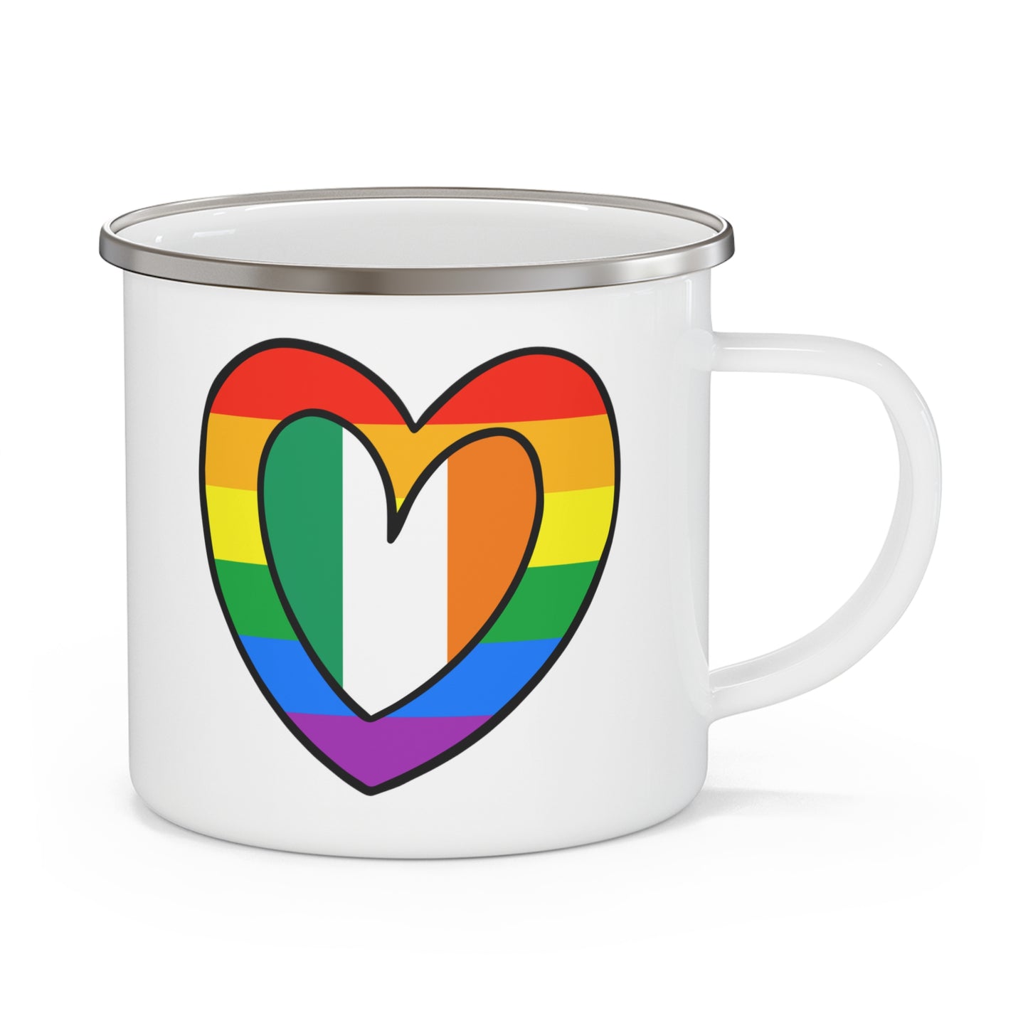 Irish Rainbow Flag Heart Ireland Pride Parade 12oz Enamel Mug