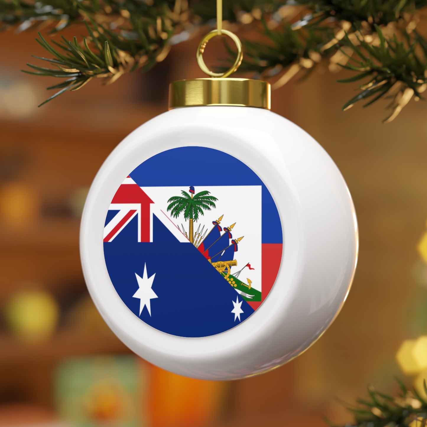 Australian Haitian Flag Australia Haiti Christmas Tree Ball Ornament