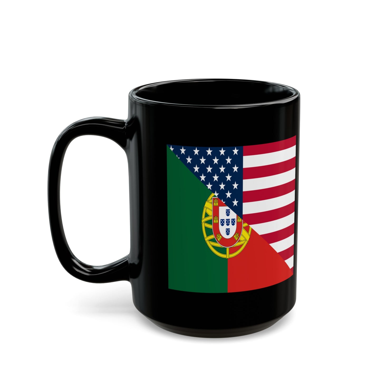 Portugal American Flag Half Portuguese USA Black Mug (11oz, 15oz)