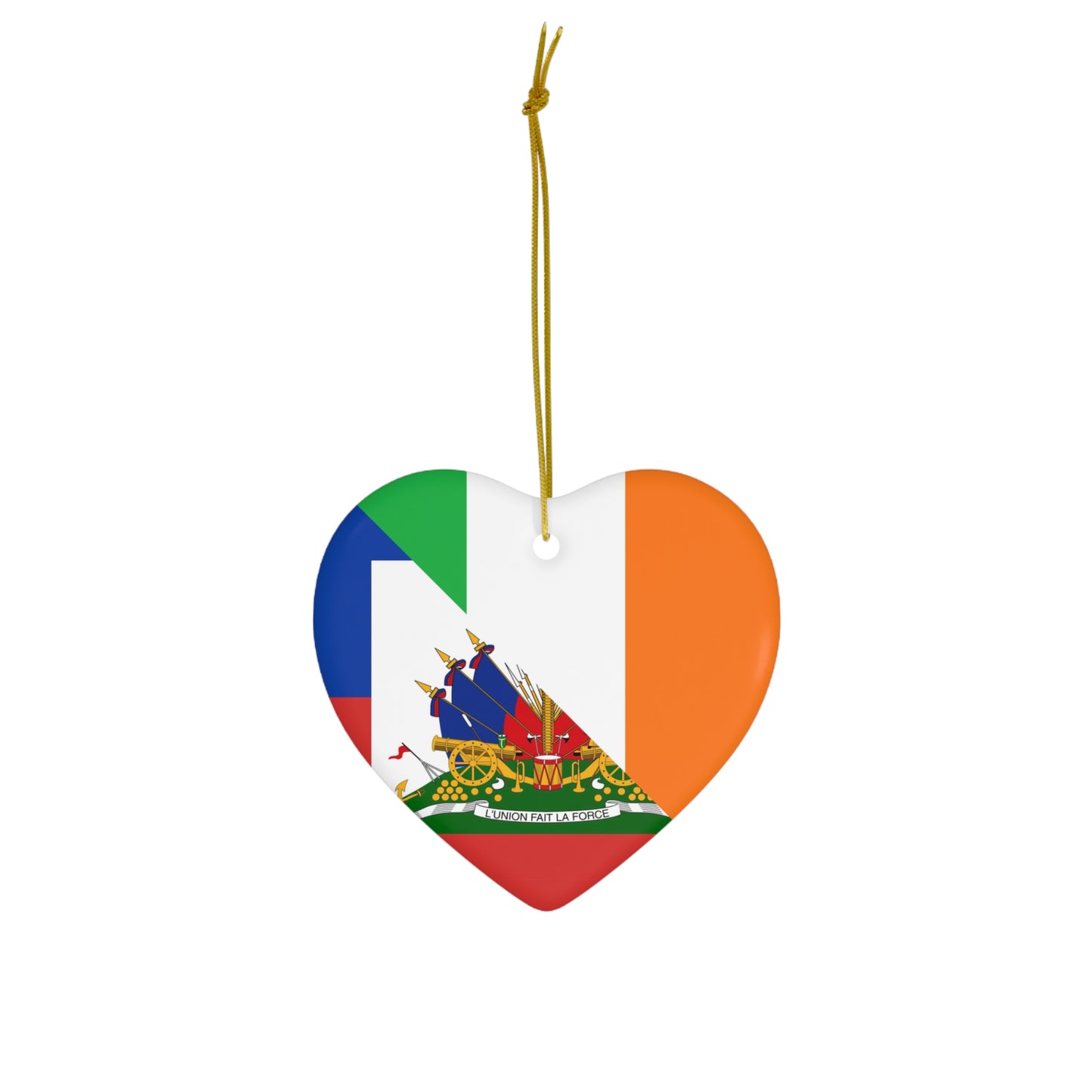 Haitian Irish Flag Half Haiti Ireland Ceramic Ornament | Christmas Tree Ornaments