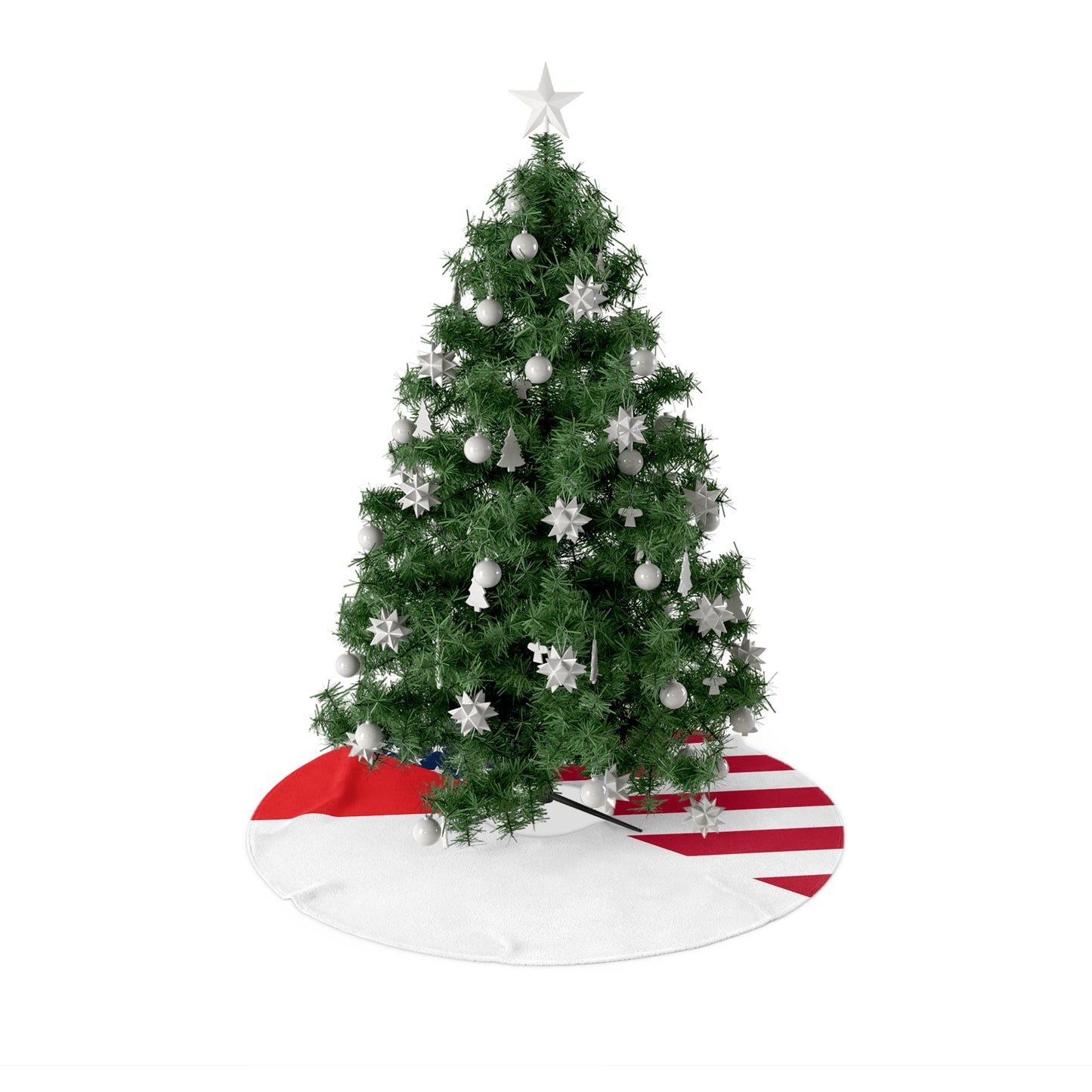 Monaco American Flag Half Monegasques USA Christmas Tree Skirt