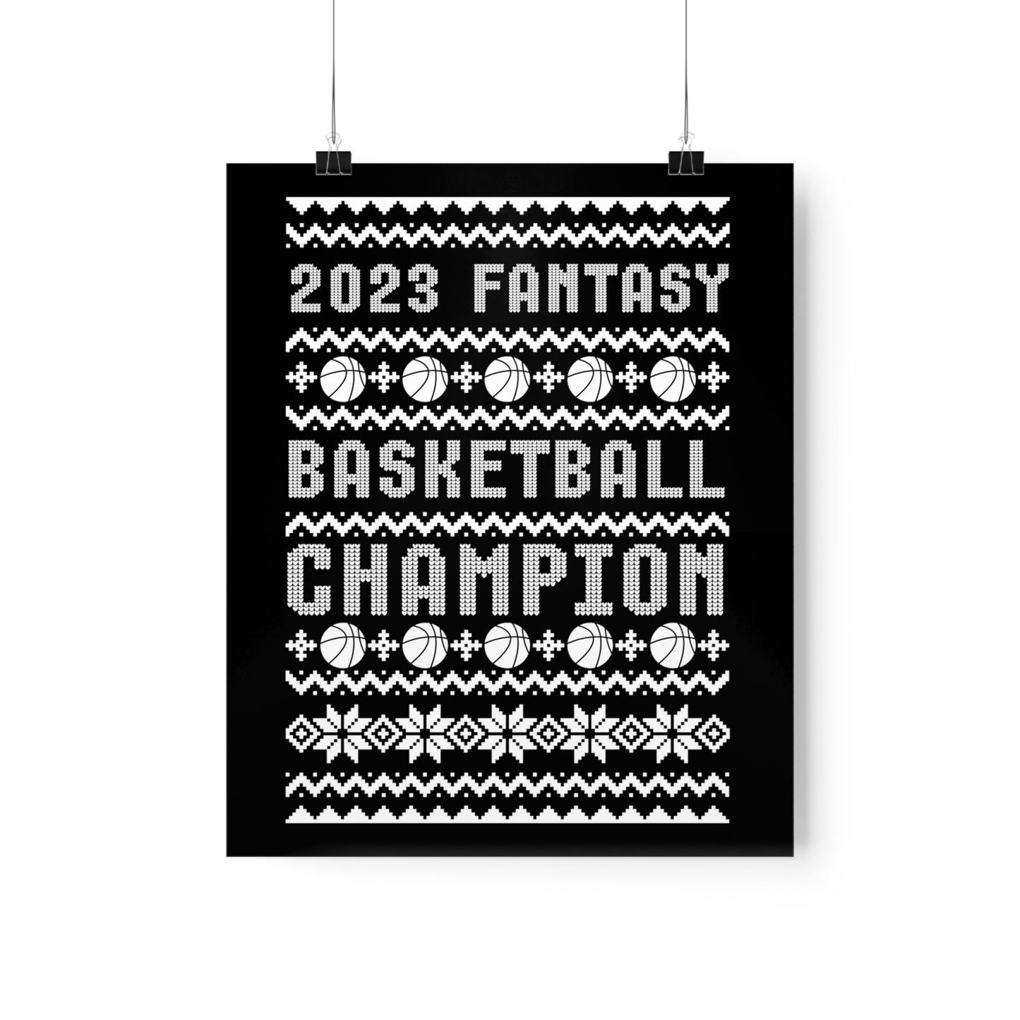 2023 Fantasy Basketball Champion Ugly Holiday Christmas Champ Premium Matte Poster