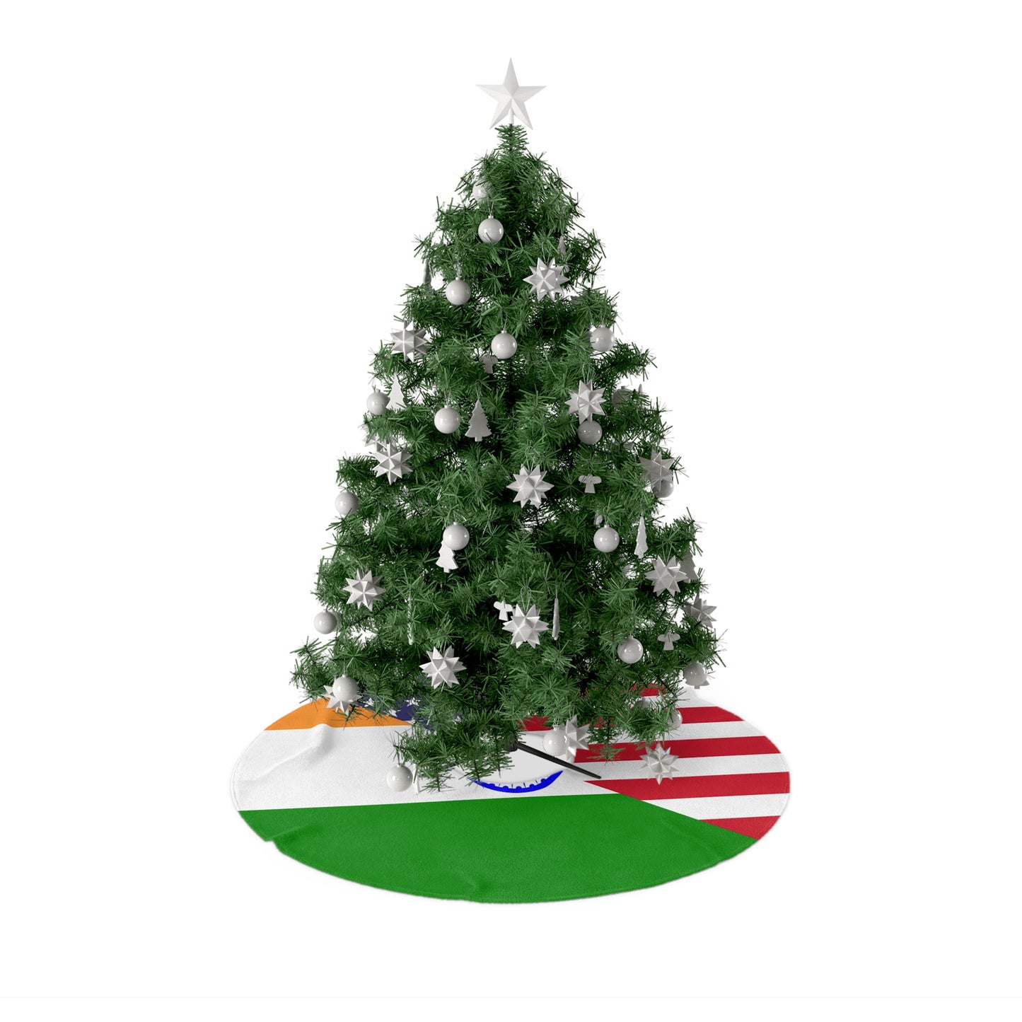 Indian American Flag Half India USA Christmas Tree Skirt