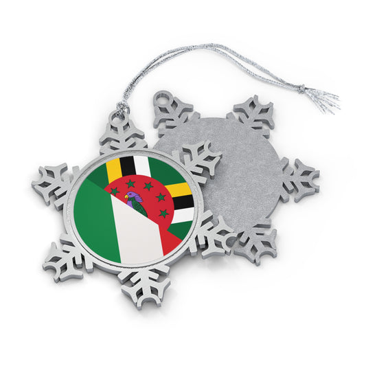 Italy Dominica Flag Half Italian Dominican Pewter Snowflake Ornament