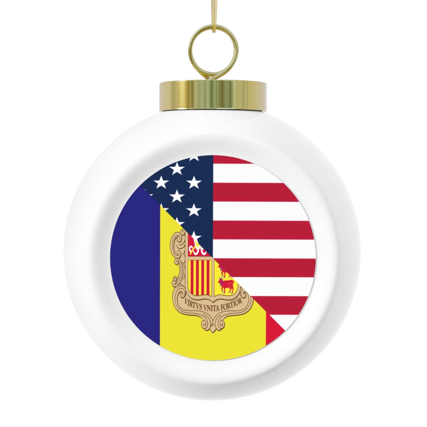 Andorra American Flag Andorran USA Christmas Tree Ball Ornament