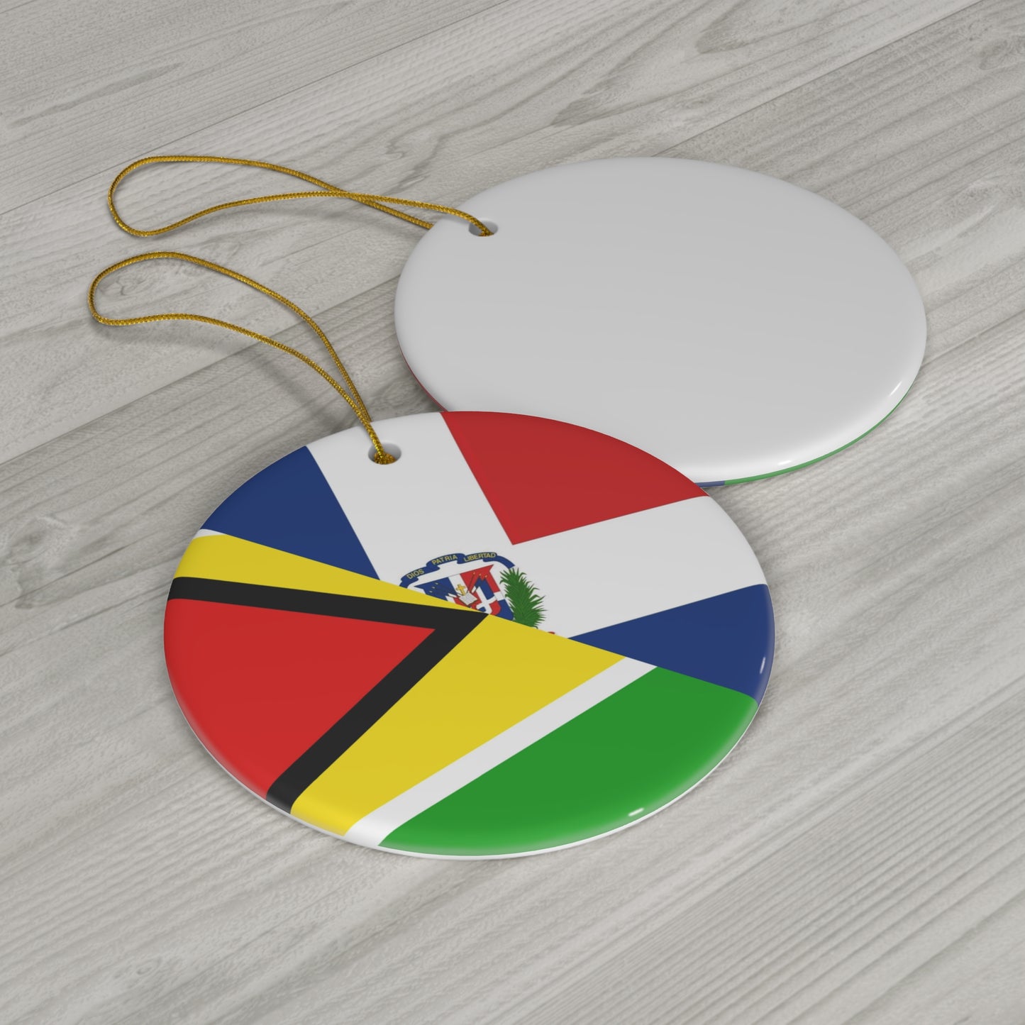 Guyanese Dominican Flag Guyana DR Ceramic Ornament | Christmas Tree Ornaments