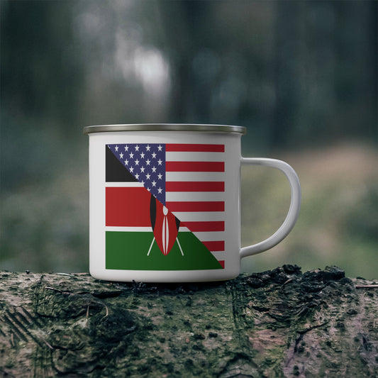 Kenyan American Flag Kenya USA 12oz Enamel Mug