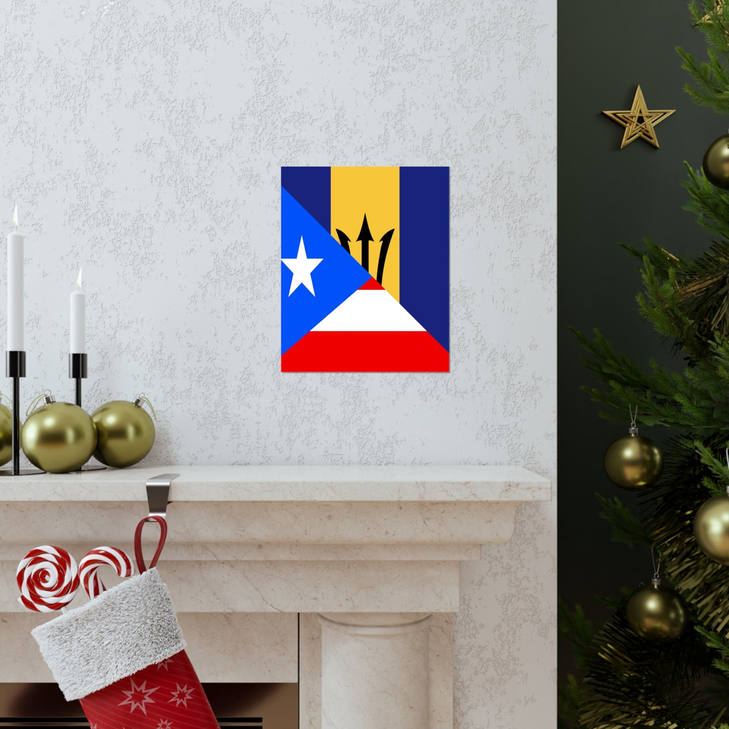 Bajan Puerto Rican Flag Puerto Rico Barbados Premium Matte Poster