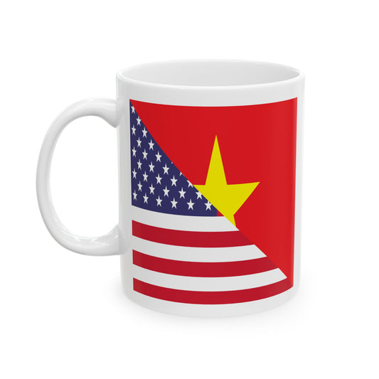 Vietnamese American Flag Half Vietnam USA Ceramic Mug 11oz, 15oz Cup