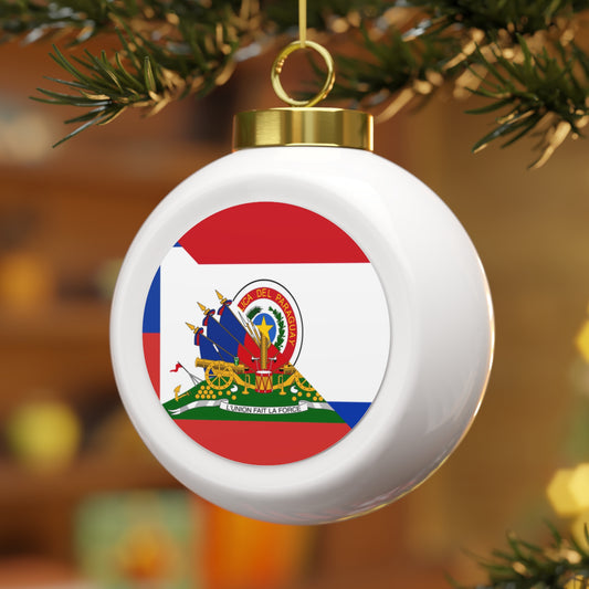 Haitian Paraguayan Flag | Haiti Paraguay Christmas Tree Ball Ornament