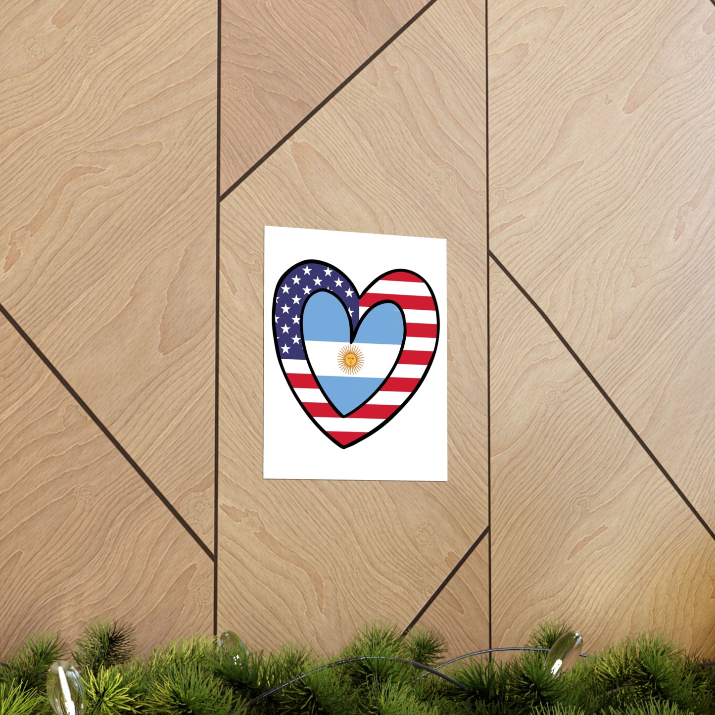 Argentinian American Heart Valentines Day Gift Half Argentina USA Flag Premium Matte Poster