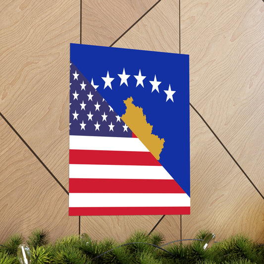 Kosovo American Flag Kosovar Premium Matte Poster