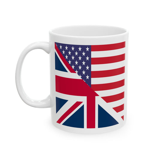 English American Flag United Kingdom USA Ceramic Mug 11oz, 15oz Cup