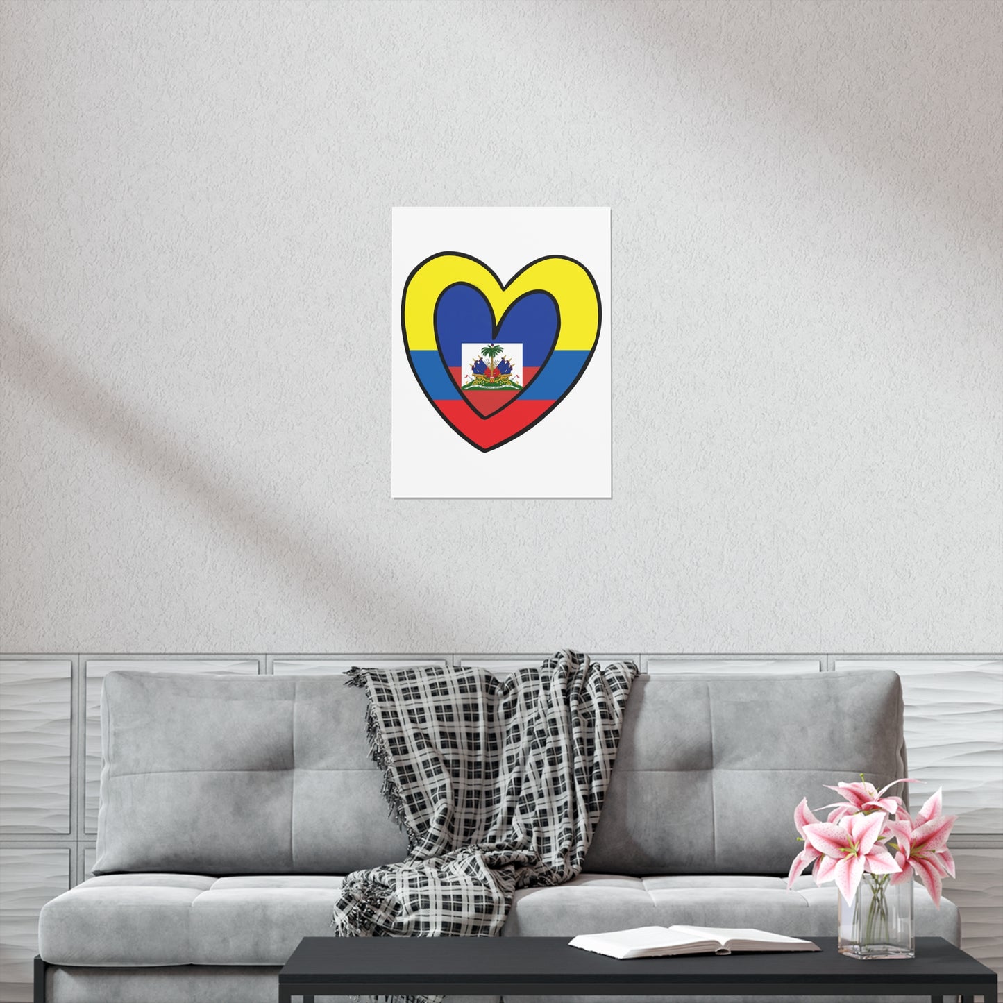 Colombian Haitian Flag Inner Heart Colombia Haiti  Premium Matte Poster