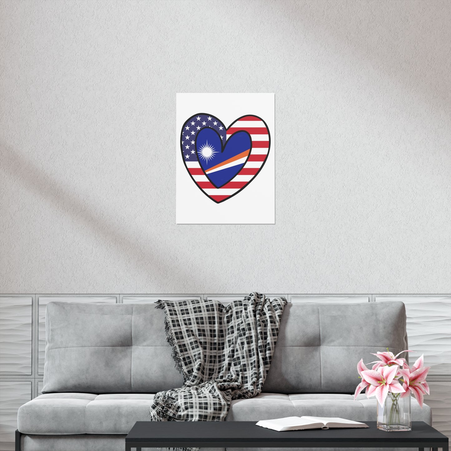 Marshal Islands American Heart Valentines Day Wedding Gift Half Flag Premium Matte Poster