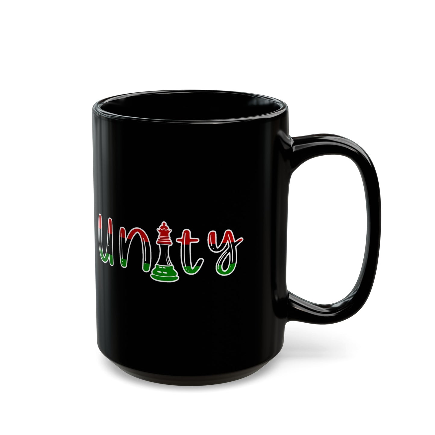 Black Queen Unity Pan African Flag Chess Piece Black Mug (11oz, 15oz)