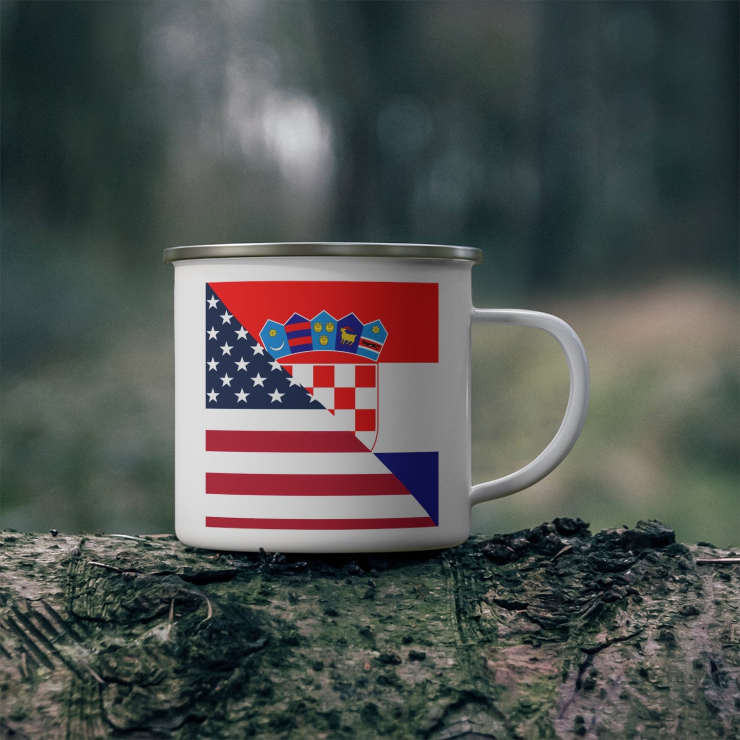 Croatian American Flag Croatia USA 12oz Enamel Mug