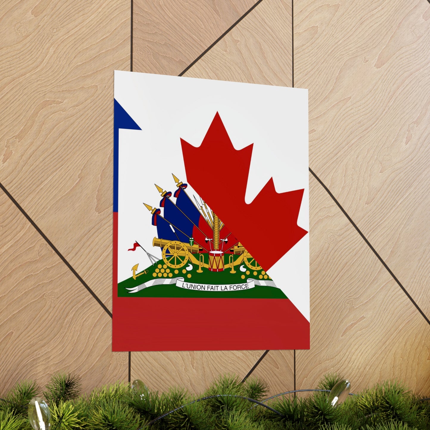 Haitian Canadian Flag | Half Haiti Canada Canadien Premium Matte Poster