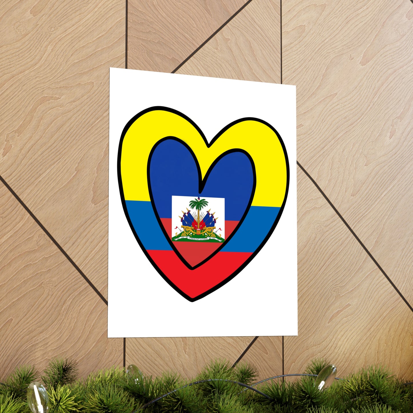 Colombian Haitian Flag Inner Heart Colombia Haiti  Premium Matte Poster