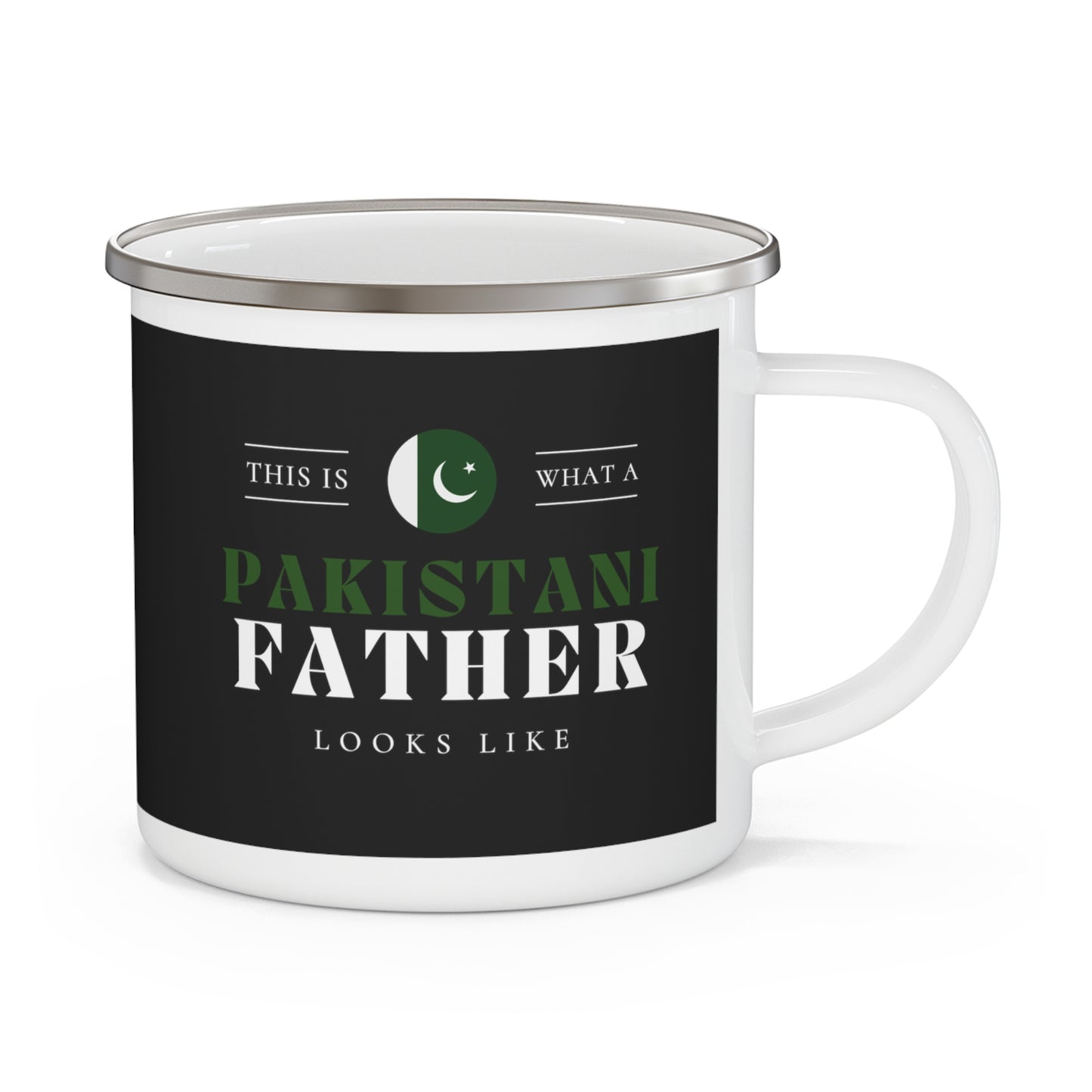 Pakistani Father Looks Like Pakistan Flag Fathers Day 12oz Enamel Mug