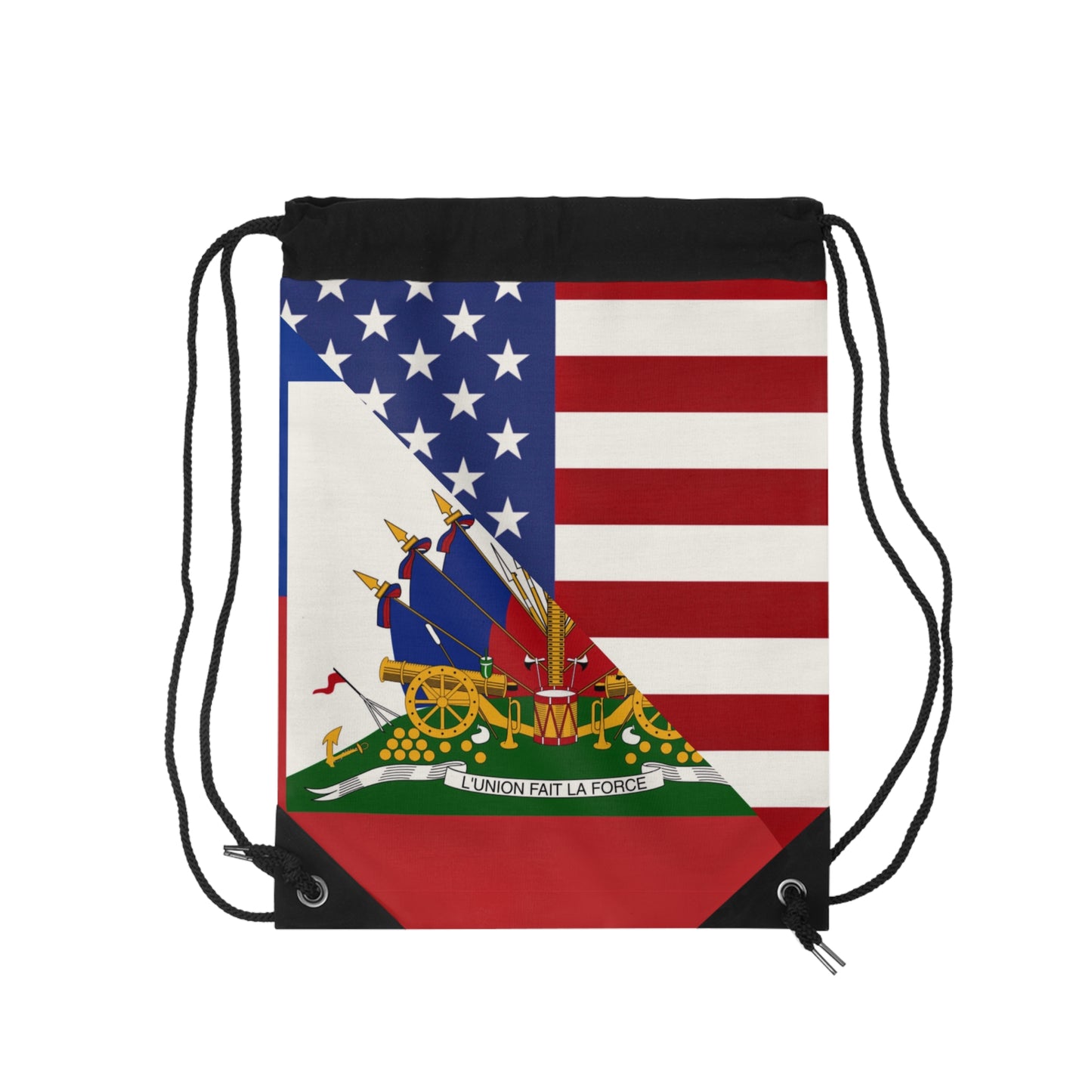 Haiti USA Flag Half Haitian American Drawstring Bag