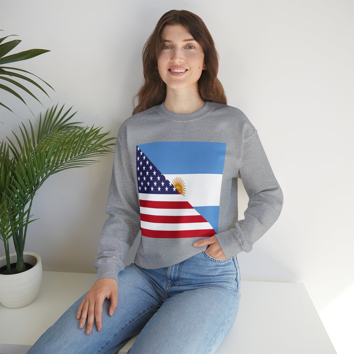 Argentina American Flag Argentinian USA Half Unisex Sweatshirt